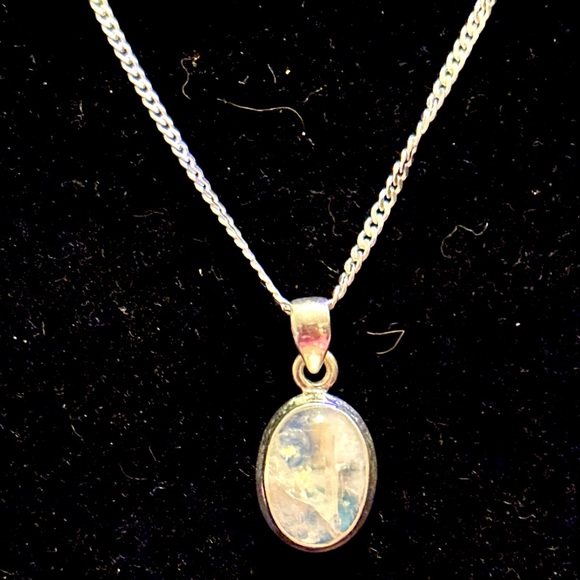 Aura’s Oddities Jewelry - Elegant 925 Silver Moonstone Pendant on 18” Necklace